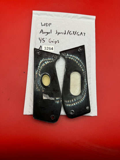 WDP Angel Speed/GT/GAT 45Â° Grips - used paintball grip panels - olive/tan/black camo