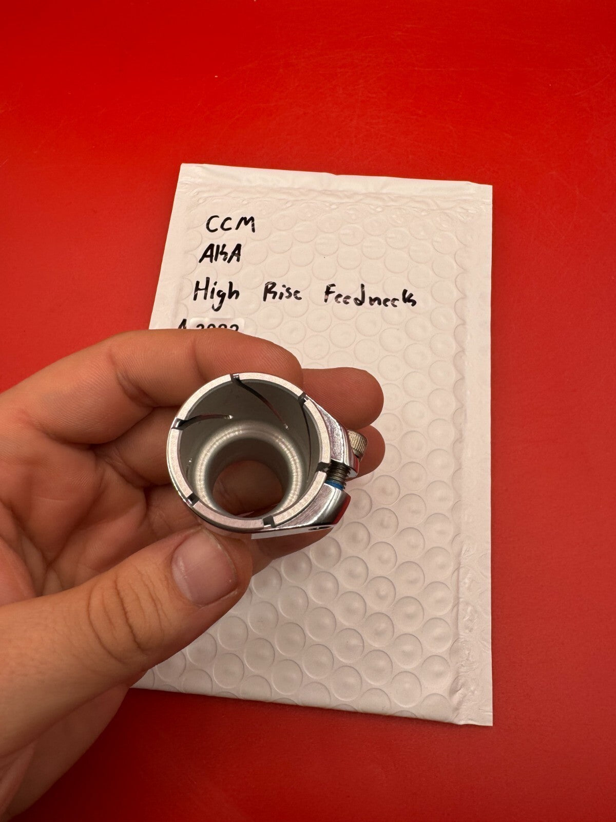 CCM AKA High Rise Feedneck - used paintball feedneck - silver