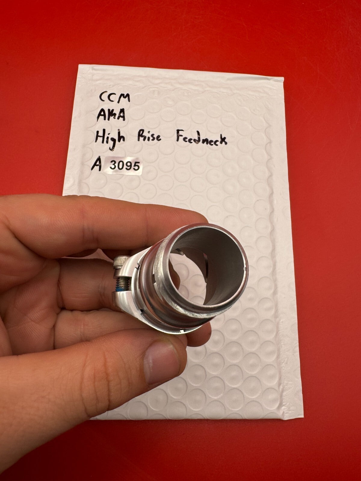 CCM AKA High Rise Feedneck - used paintball feedneck - silver