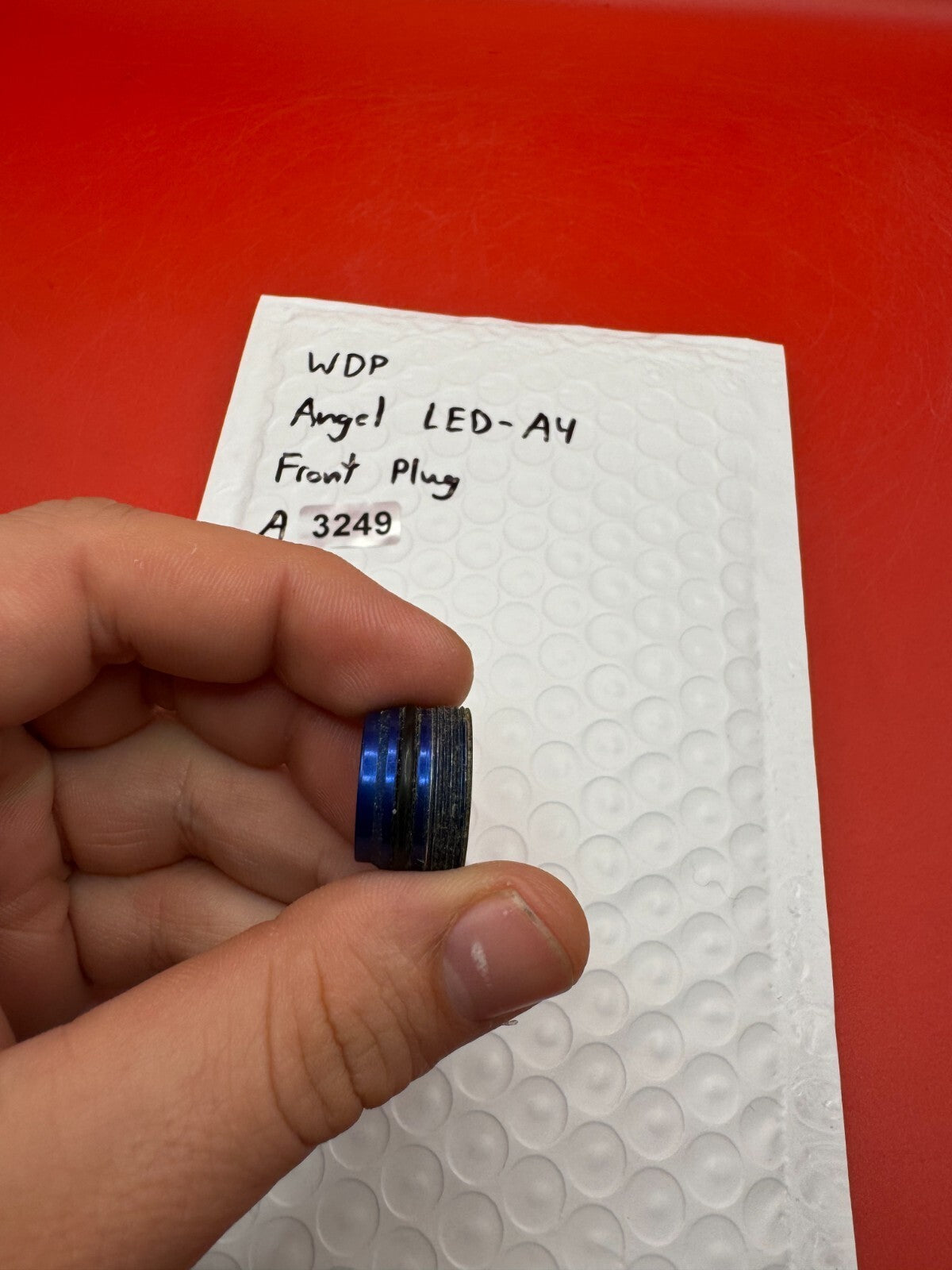 WDP Angel LED-A4 Front Plug - used paintball front plug - blue anno