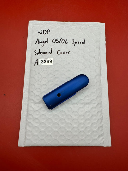 WDP Angel 05/06 Speed Solenoid Cover - used paintball solenoid cover - blue anno