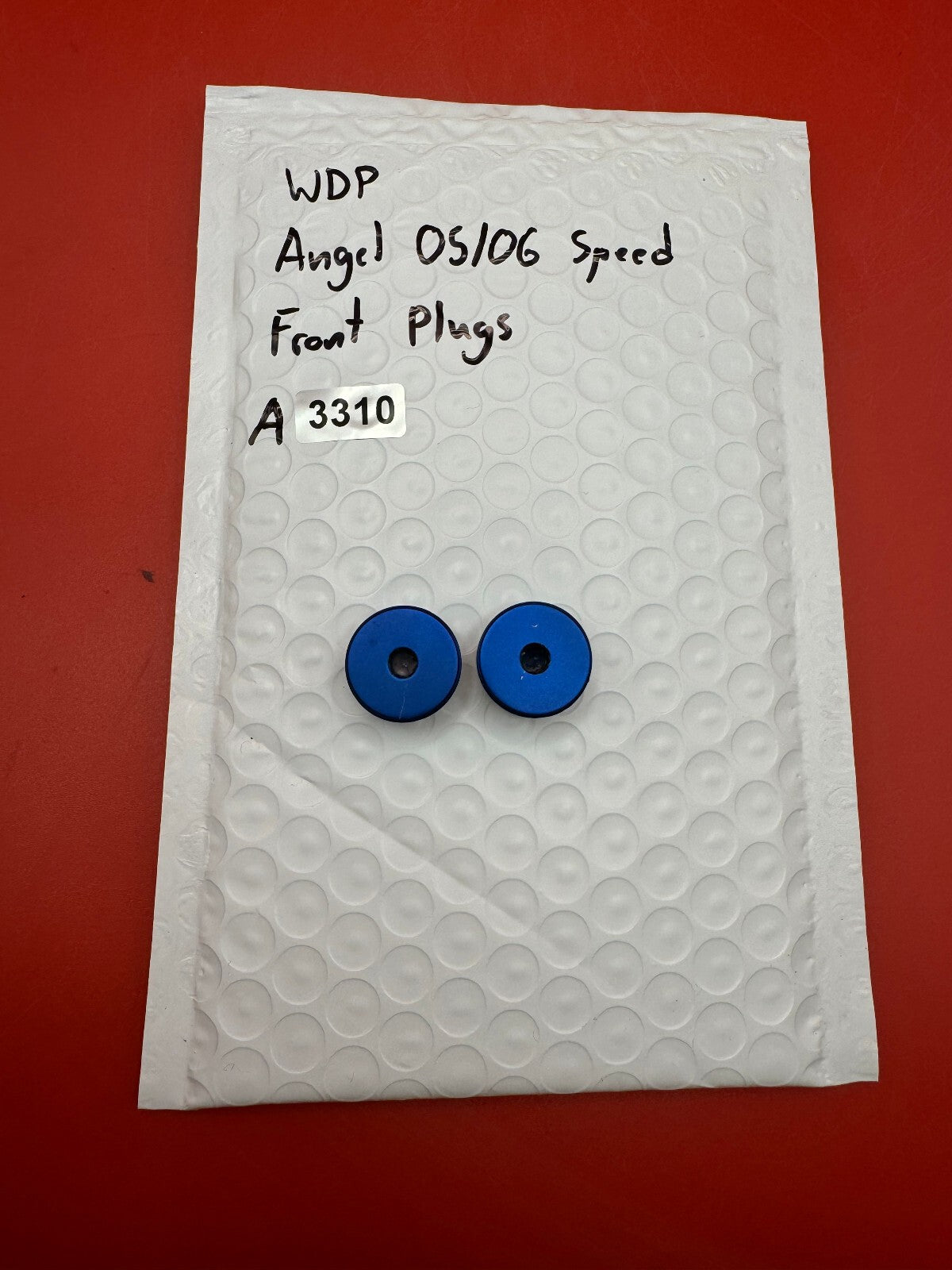 WDP Angel 05/06 Speed Front Plugs - used paintball front plug - blue anno