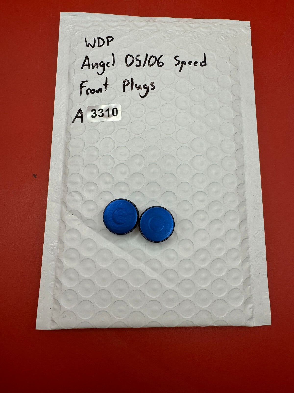 WDP Angel 05/06 Speed Front Plugs - used paintball front plug - blue anno