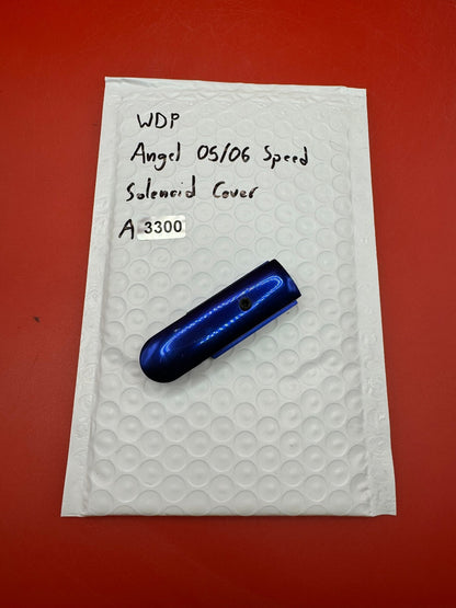 WDP Angel 05/06 Speed Solenoid Cover - used paintball solenoid cover - blue anno