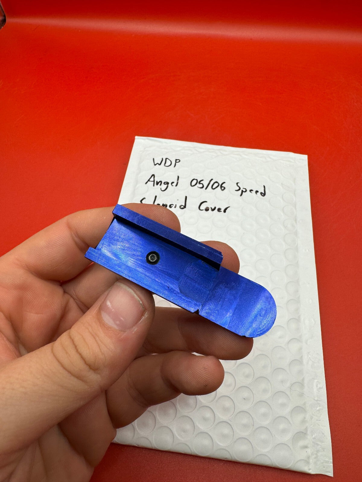 WDP Angel 05/06 Speed Solenoid Cover - used paintball solenoid cover - blue anno