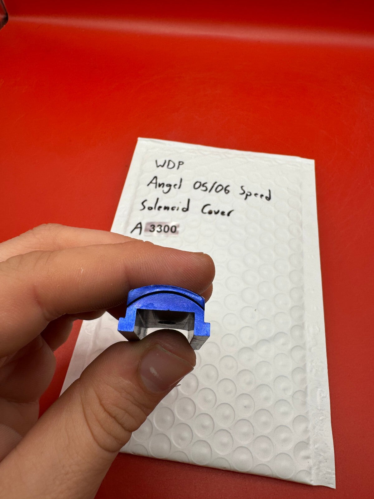 WDP Angel 05/06 Speed Solenoid Cover - used paintball solenoid cover - blue anno