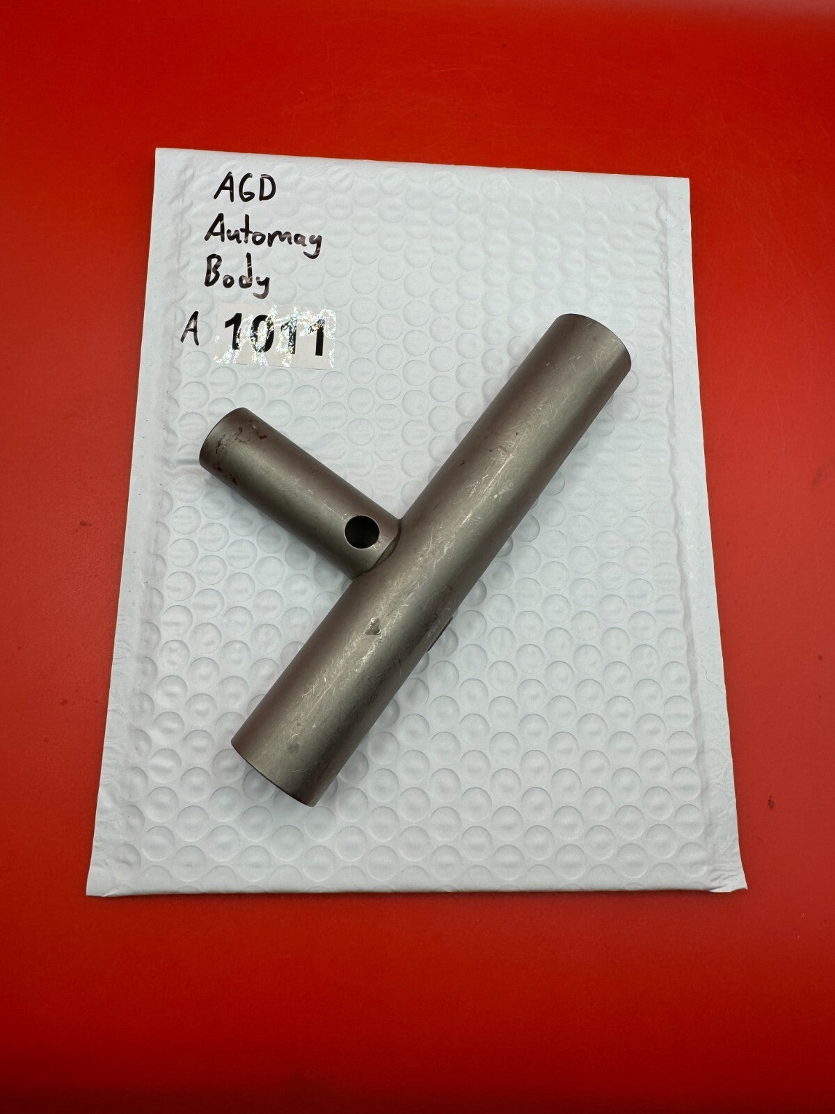 AGD Automag Body - used paintball receiver body / main body tube - raw / bare aluminum (stripped or unfinished)