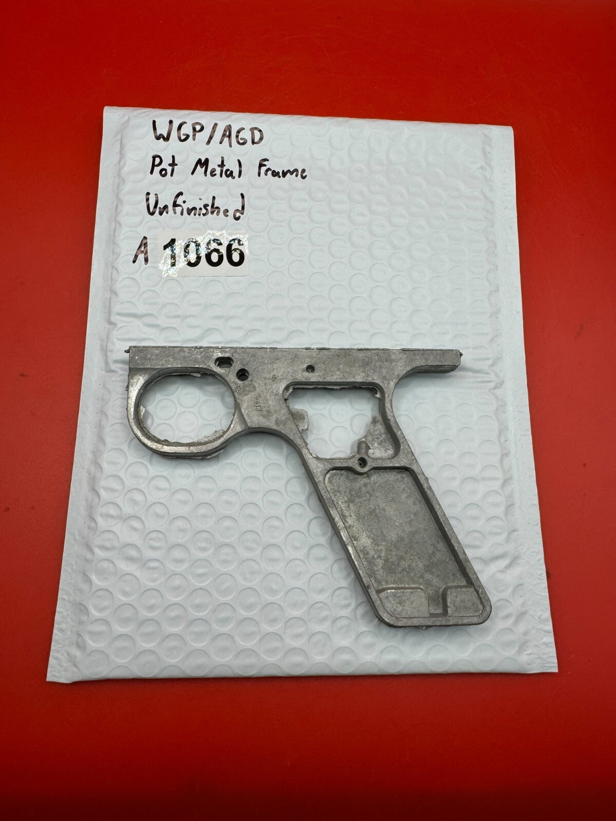 WGP/AGD Pot Metal Paintball Marker Frame Unfinished - used paintball grip frame - raw / unfinished silver