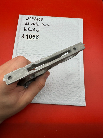 WGP/AGD Pot Metal Paintball Marker Frame Unfinished - used paintball grip frame - raw / unfinished silver