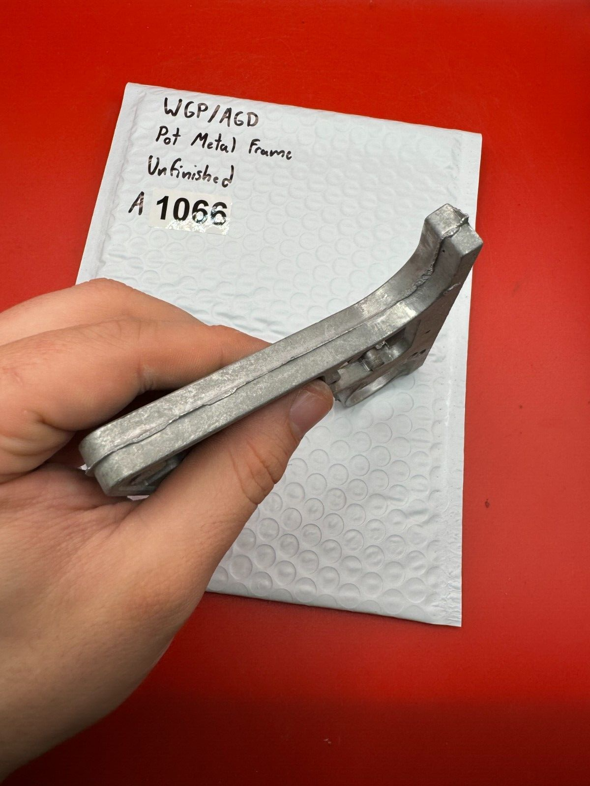 WGP/AGD Pot Metal Paintball Marker Frame Unfinished - used paintball grip frame - raw / unfinished silver