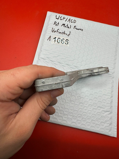 WGP/AGD Pot Metal Paintball Marker Frame Unfinished - used paintball grip frame - raw / unfinished silver