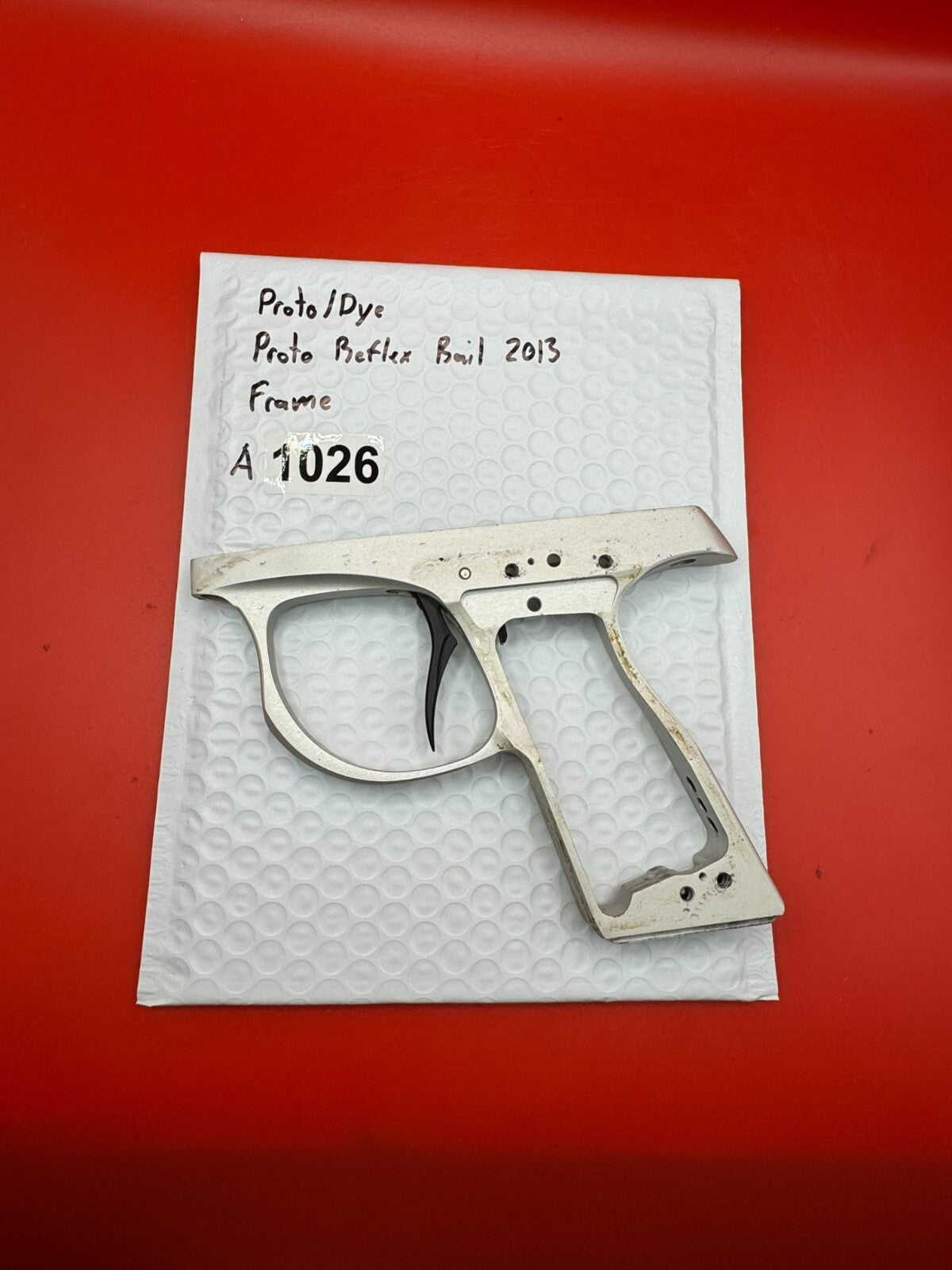 Proto/Dye Proto Reflex Rail 2013 Frame - used paintball trigger frame - silver / raw aluminum