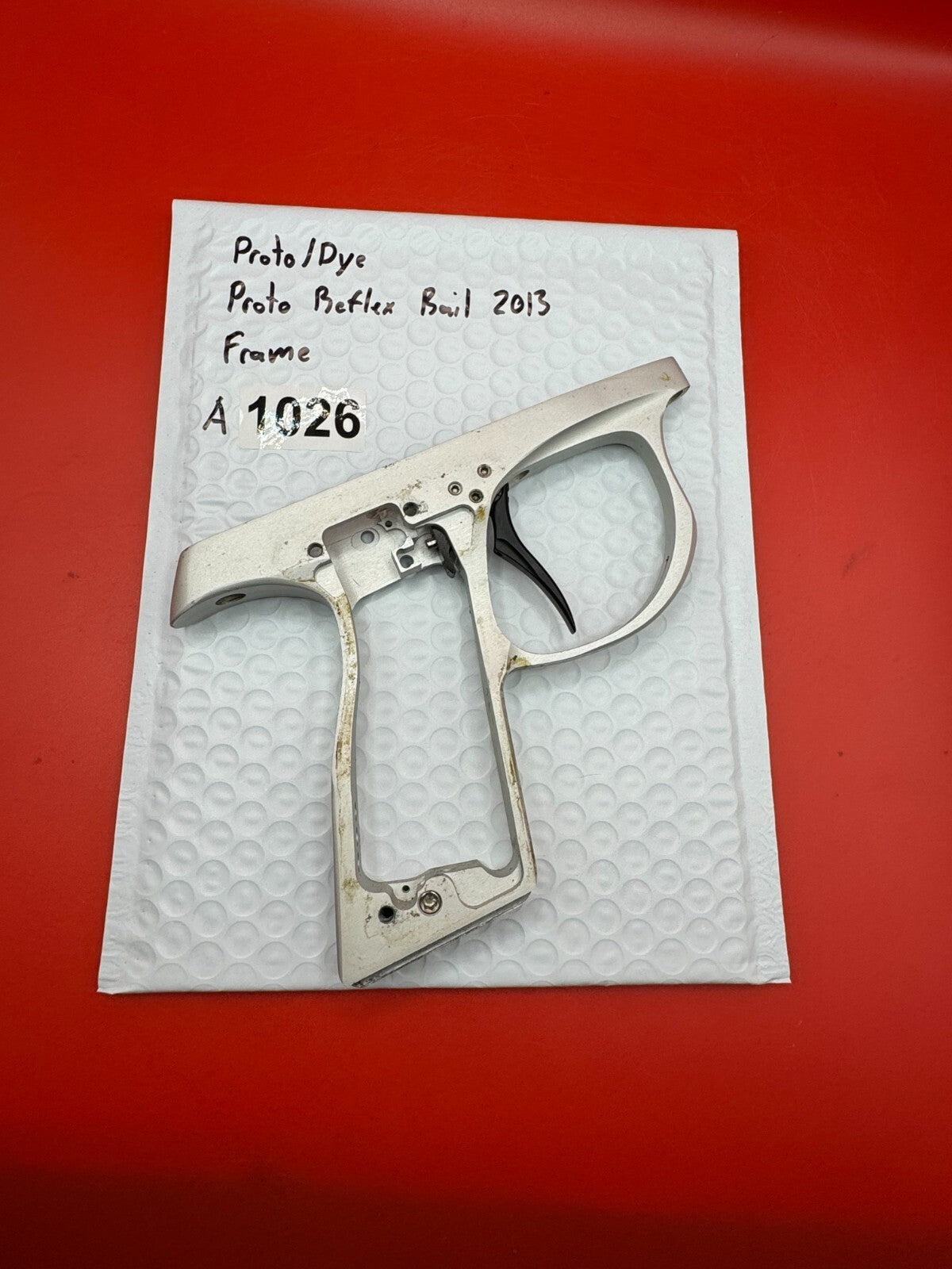 Proto/Dye Proto Reflex Rail 2013 Frame - used paintball trigger frame - silver / raw aluminum