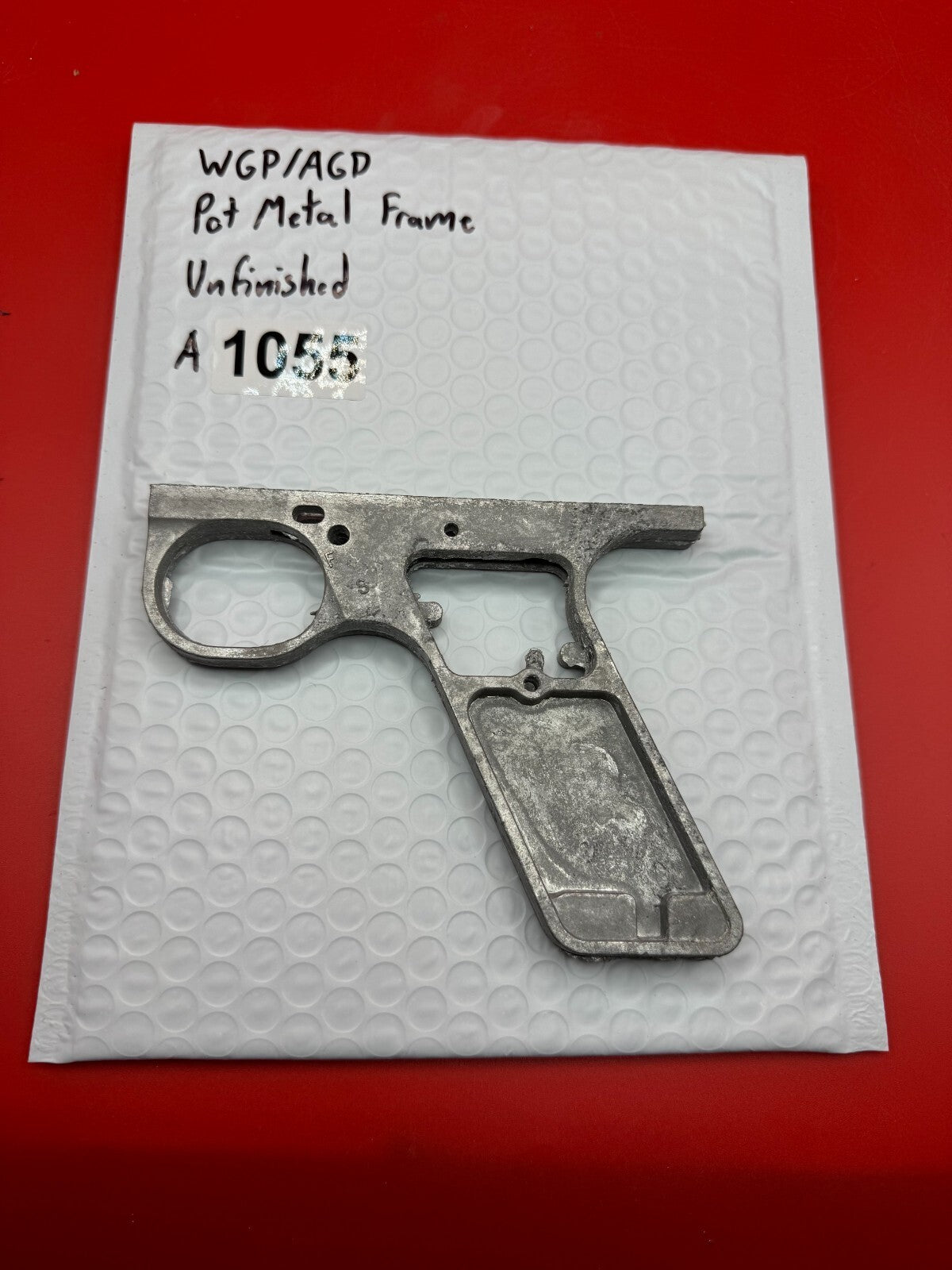 WGP/AGD Pot Metal Paintball Marker Frame Unfinished - used paintball grip frame - raw / unfinished silver