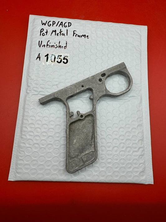 WGP/AGD Pot Metal Paintball Marker Frame Unfinished - used paintball grip frame - raw / unfinished silver