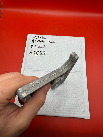 WGP/AGD Pot Metal Paintball Marker Frame Unfinished - used paintball grip frame - raw / unfinished silver