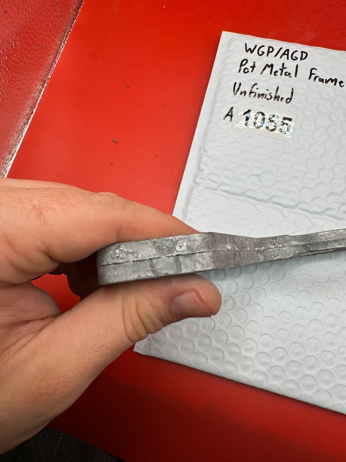 WGP/AGD Pot Metal Paintball Marker Frame Unfinished - used paintball grip frame - raw / unfinished silver