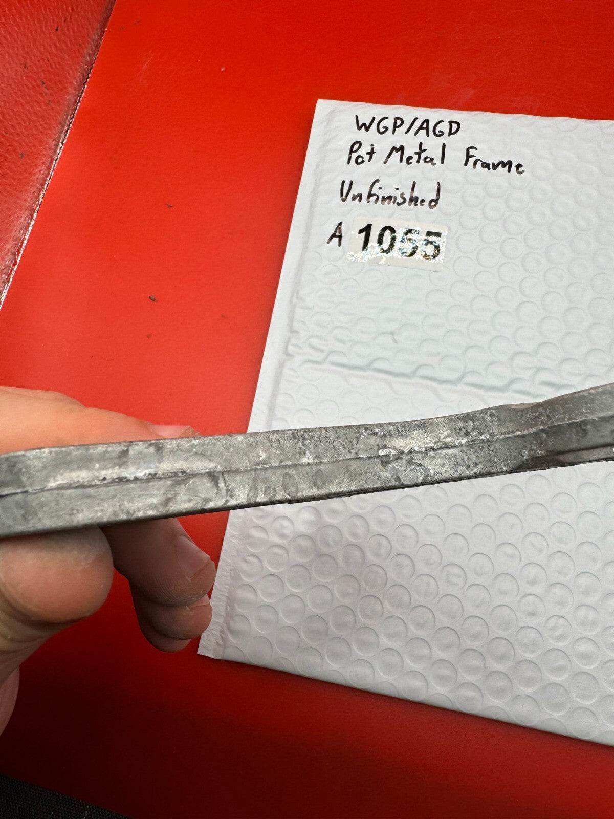 WGP/AGD Pot Metal Paintball Marker Frame Unfinished - used paintball grip frame - raw / unfinished silver