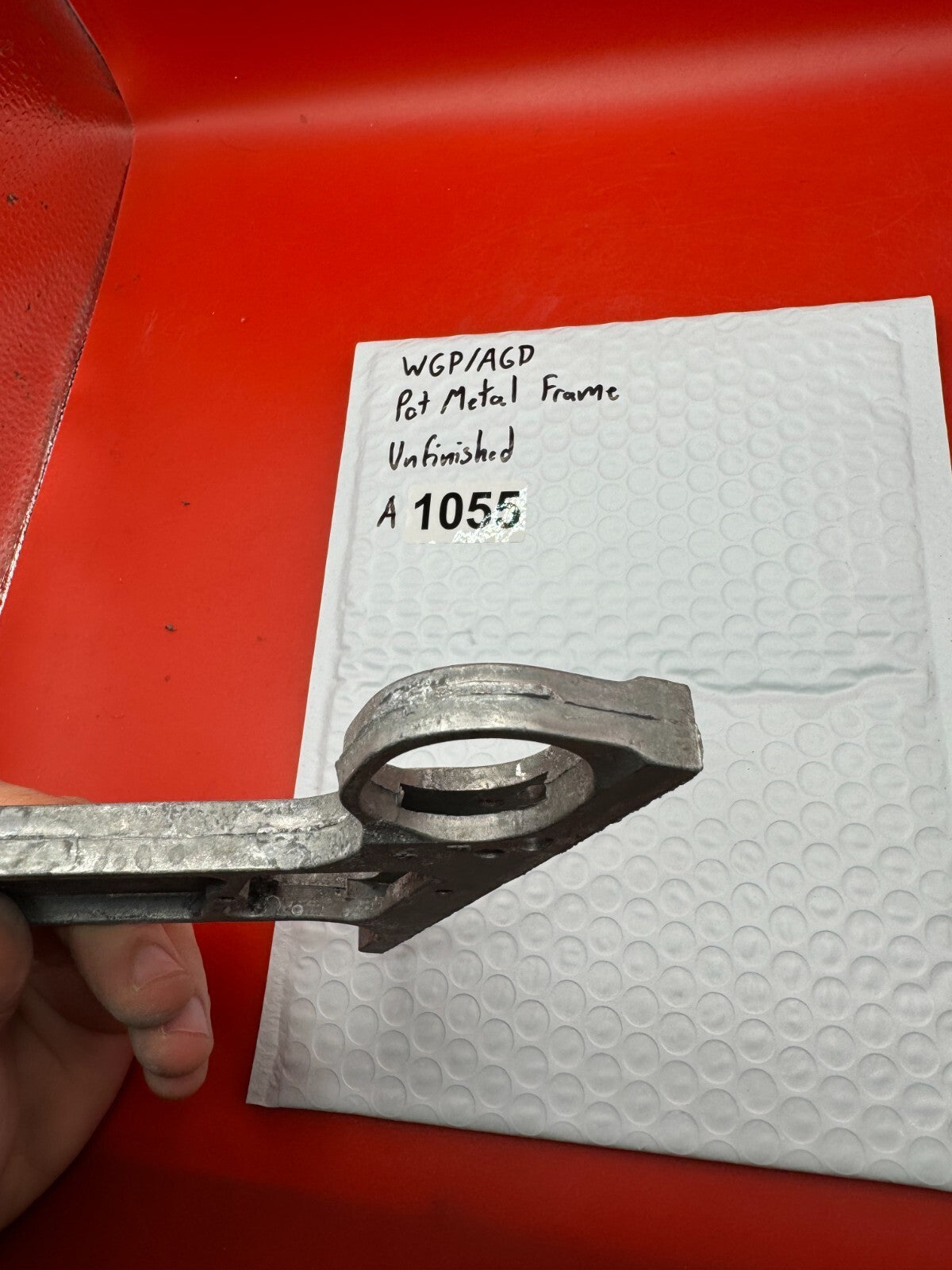 WGP/AGD Pot Metal Paintball Marker Frame Unfinished - used paintball grip frame - raw / unfinished silver