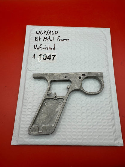 WGP/AGD Pot Metal Paintball Marker Frame Unfinished - used paintball grip frame - raw / unfinished silver
