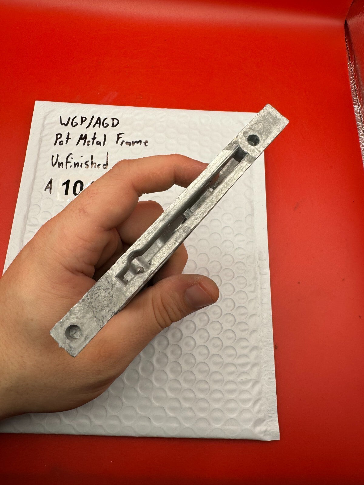 WGP/AGD Pot Metal Paintball Marker Frame Unfinished - used paintball grip frame - raw / unfinished silver