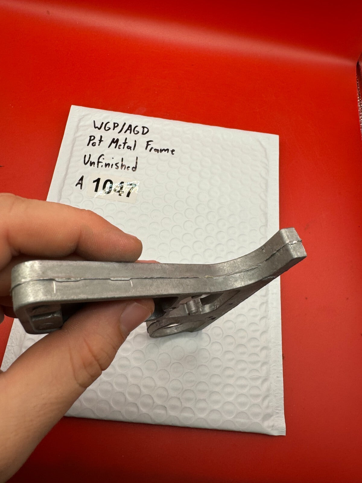 WGP/AGD Pot Metal Paintball Marker Frame Unfinished - used paintball grip frame - raw / unfinished silver