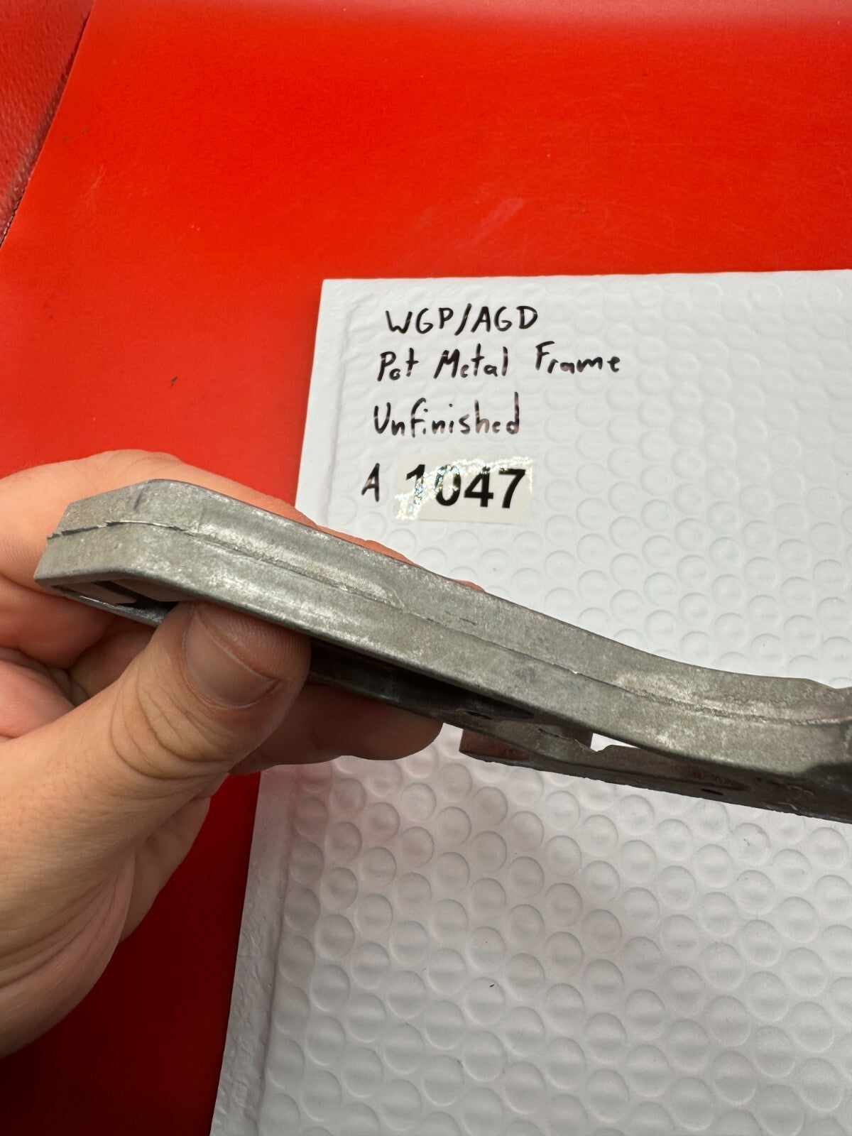 WGP/AGD Pot Metal Paintball Marker Frame Unfinished - used paintball grip frame - raw / unfinished silver