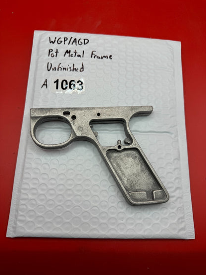 WGP/AGD Pot Metal Paintball Marker Frame Unfinished - used paintball grip frame - raw / unfinished silver
