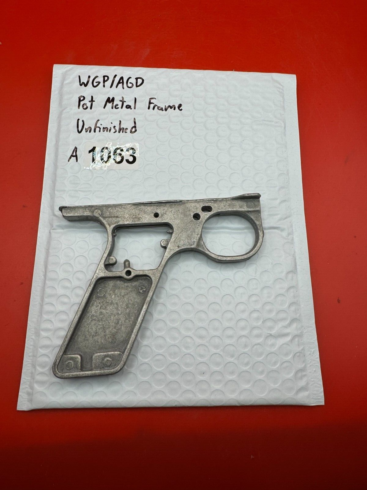 WGP/AGD Pot Metal Paintball Marker Frame Unfinished - used paintball grip frame - raw / unfinished silver