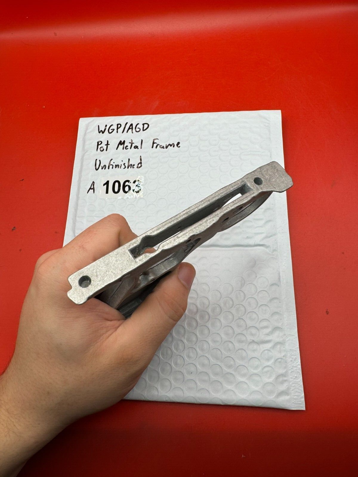 WGP/AGD Pot Metal Paintball Marker Frame Unfinished - used paintball grip frame - raw / unfinished silver