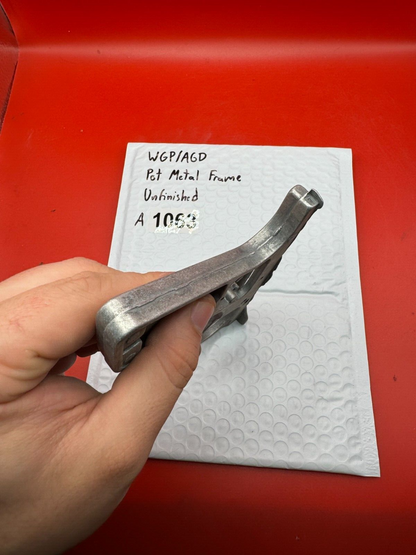 WGP/AGD Pot Metal Paintball Marker Frame Unfinished - used paintball grip frame - raw / unfinished silver