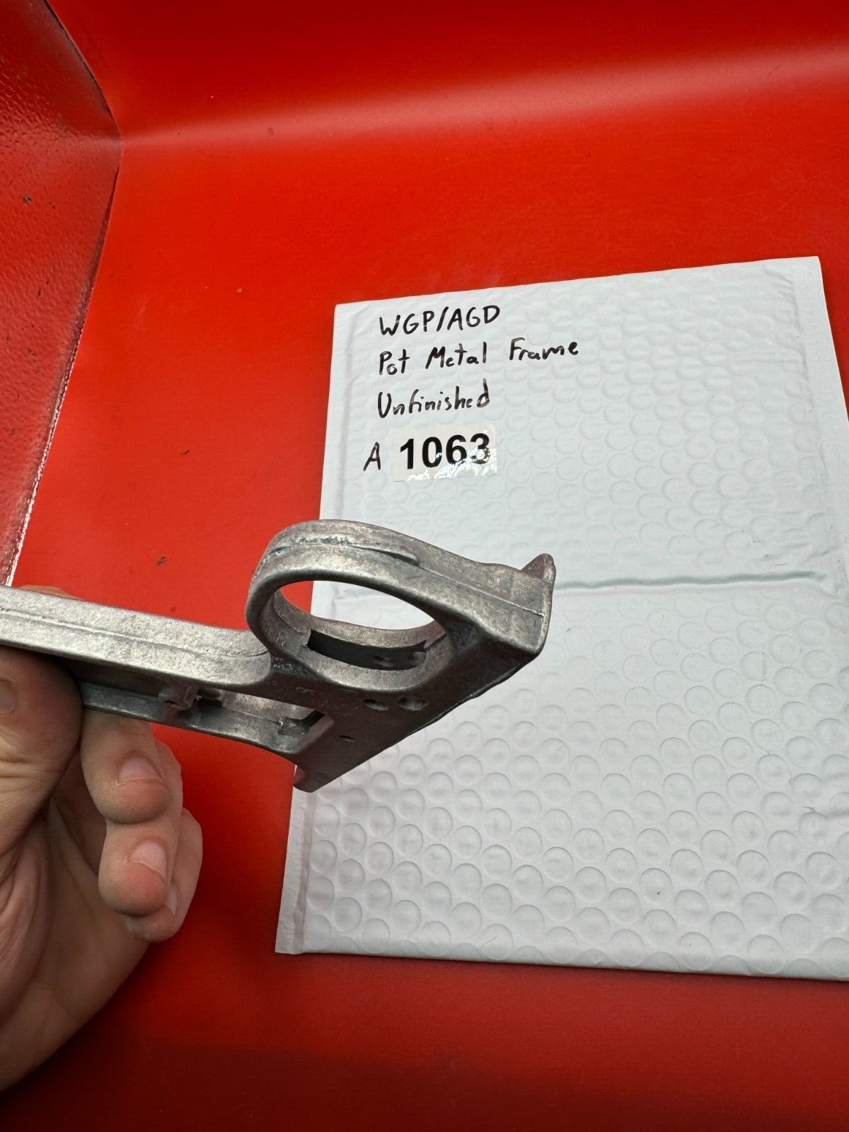 WGP/AGD Pot Metal Paintball Marker Frame Unfinished - used paintball grip frame - raw / unfinished silver