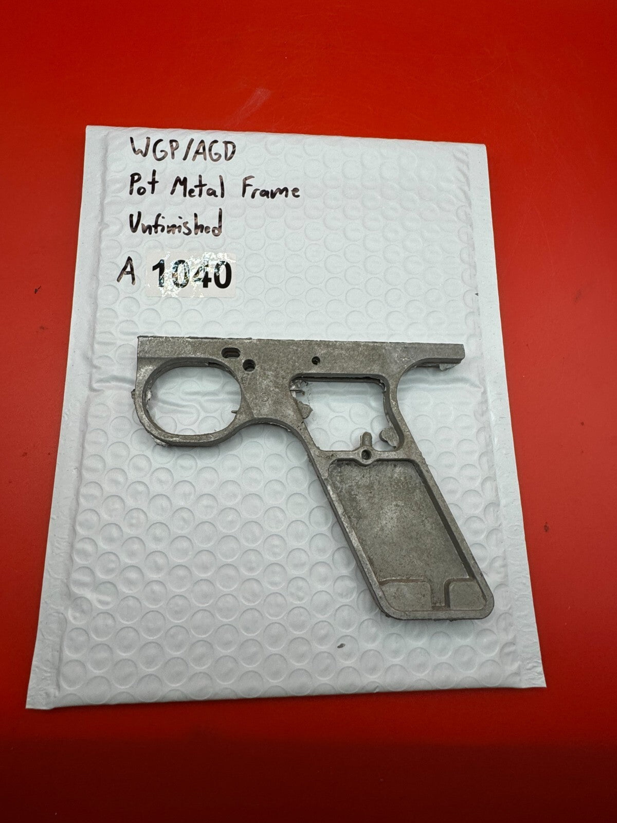 WGP/AGD Pot Metal Paintball Marker Frame Unfinished - used paintball grip frame - raw / unfinished silver