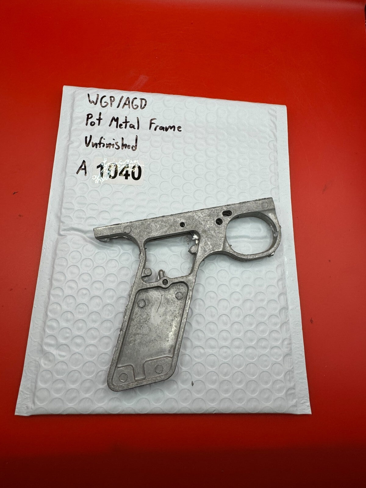WGP/AGD Pot Metal Paintball Marker Frame Unfinished - used paintball grip frame - raw / unfinished silver