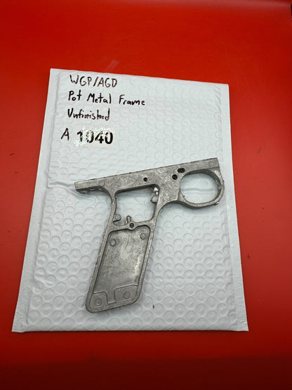WGP/AGD Pot Metal Paintball Marker Frame Unfinished - used paintball grip frame - raw / unfinished silver