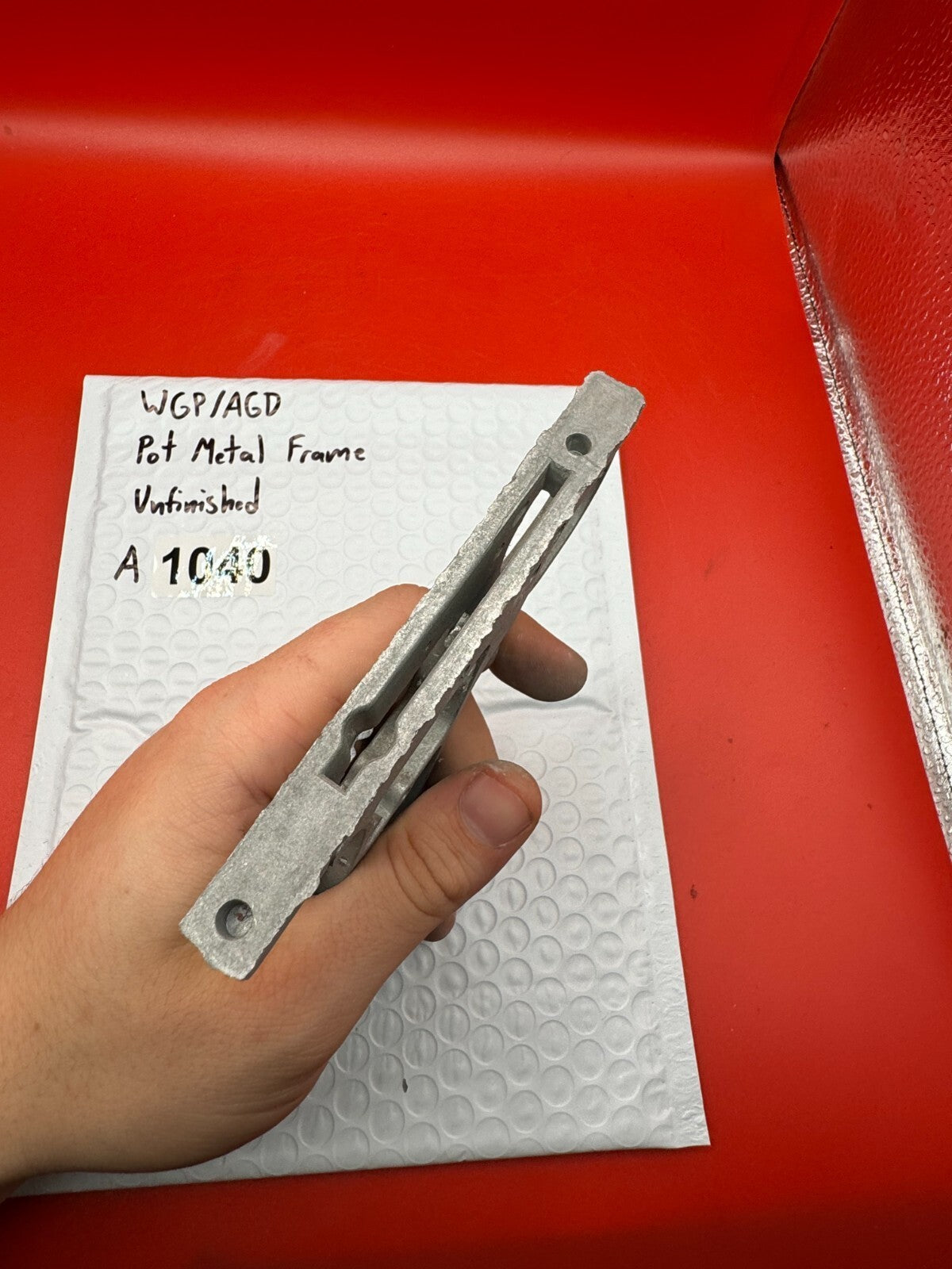 WGP/AGD Pot Metal Paintball Marker Frame Unfinished - used paintball grip frame - raw / unfinished silver