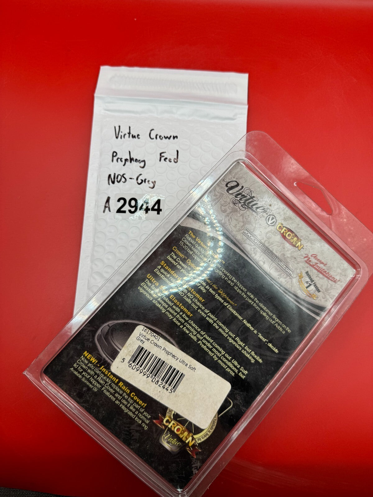 Virtue Crown Prophecy Feed NOS - Grey - used paintball hopper feed lid - grey