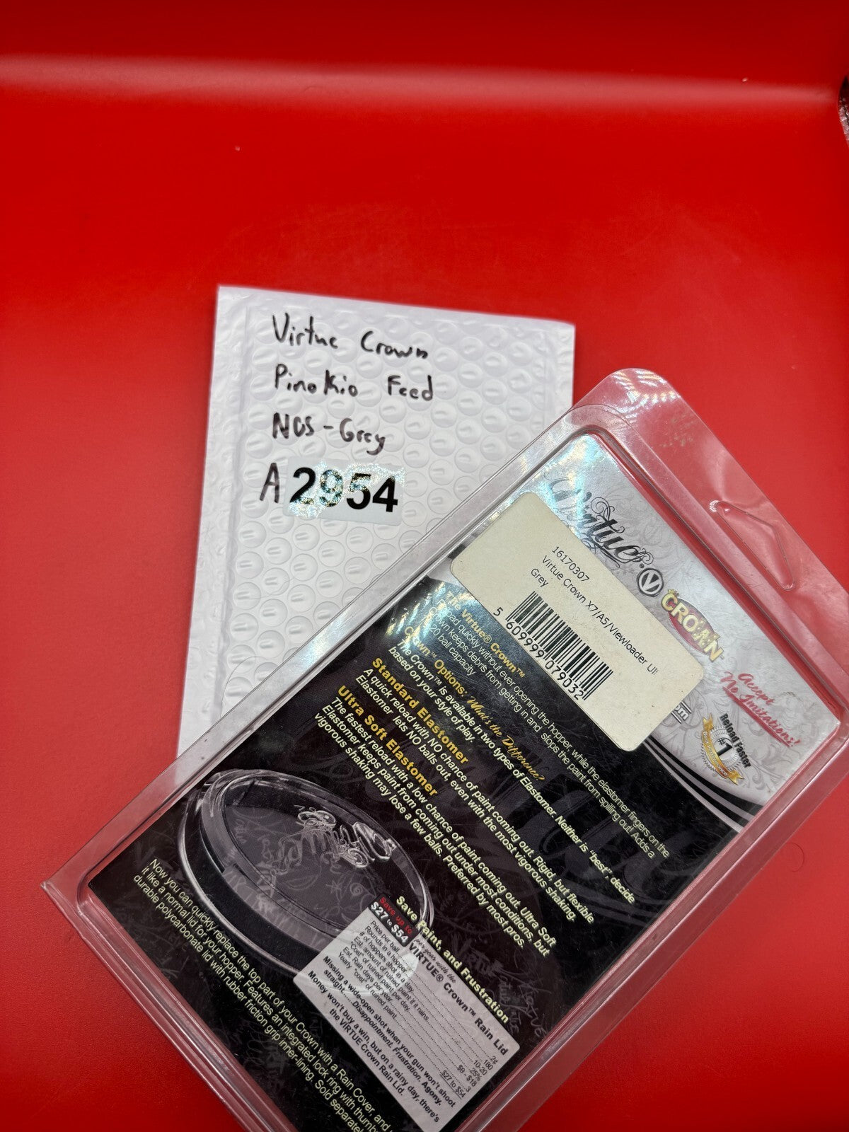 Virtue Crown Pinokio Feed NOS - Grey - used paintball hopper feed lid - grey