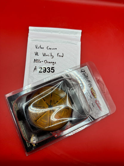Virtue Crown VL Vlocity Feed NOS - Orange - used paintball hopper feed lid - orange