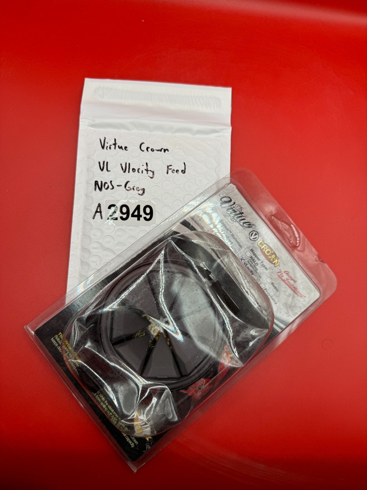 Virtue Crown VL Vlocity  Feed NOS - Grey - used paintball hopper feed crown / feed lid - grey/black