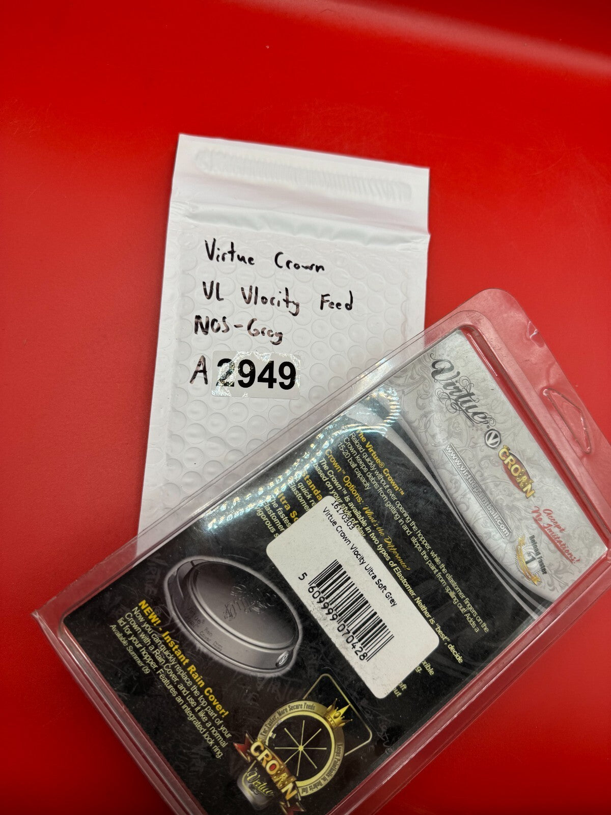 Virtue Crown VL Vlocity  Feed NOS - Grey - used paintball hopper feed crown / feed lid - grey/black