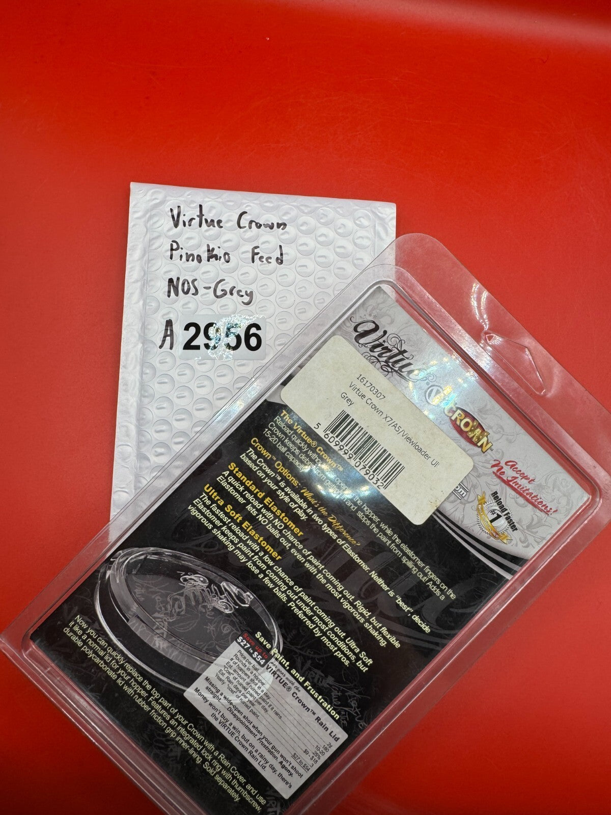 Virtue Crown Pinokio Feed NOS - Grey - used paintball hopper feed lid / crown elastomer - grey
