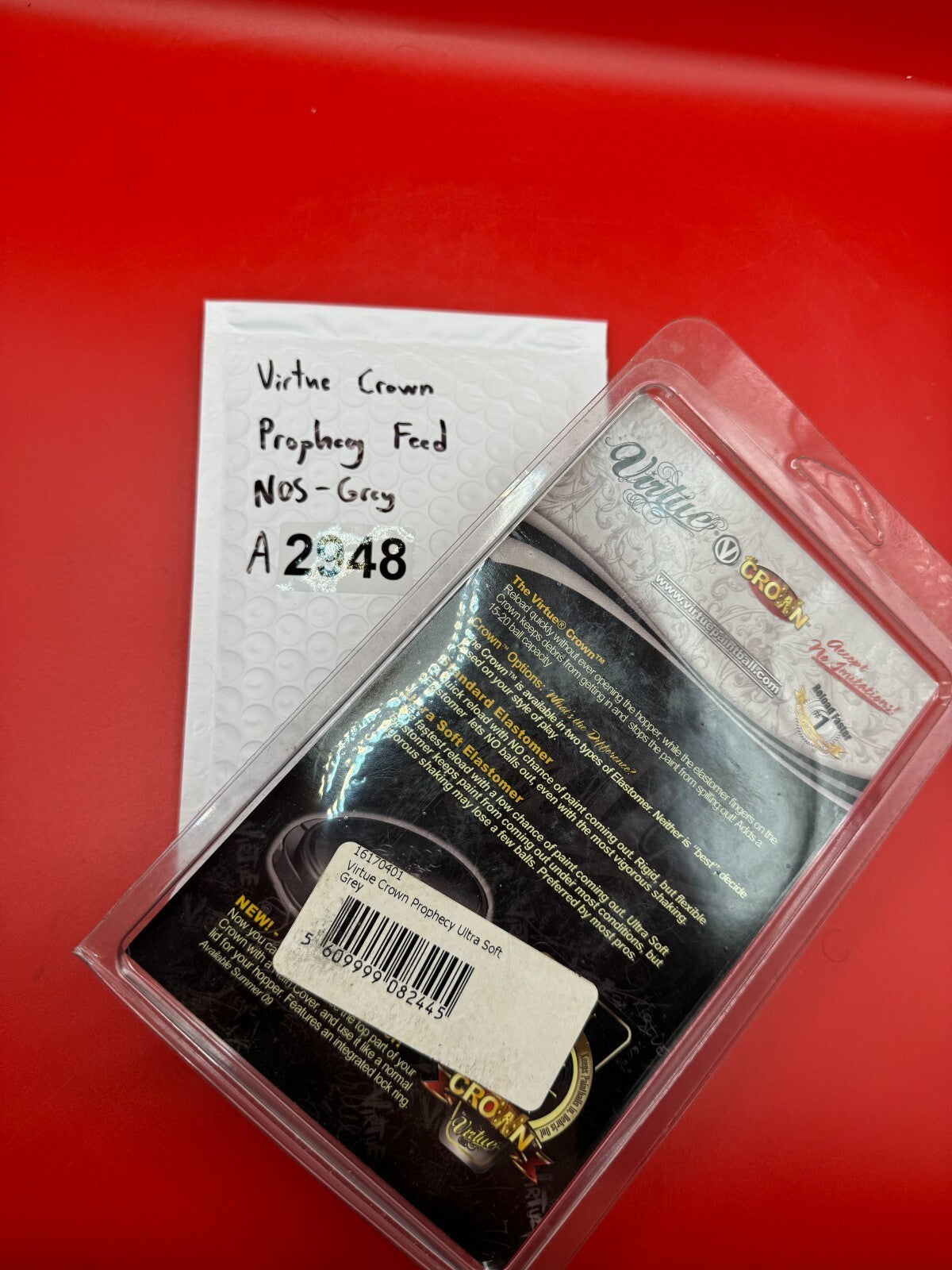 Virtue Crown Prophecy Feed NOS - Grey - used paintball hopper feed cover - grey
