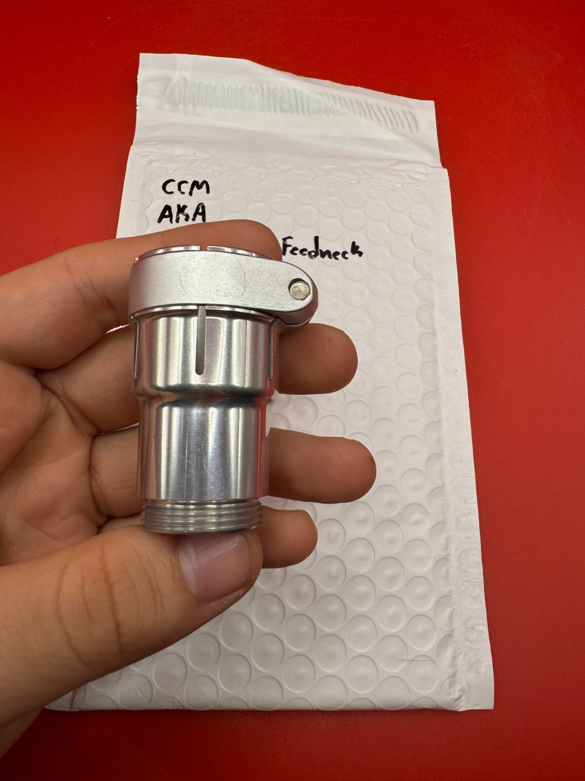 CCM AKA High Rise Feedneck - used paintball feedneck - silver