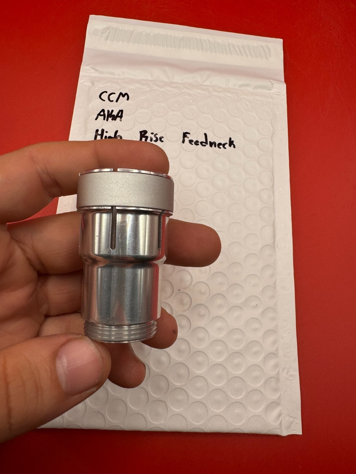 CCM AKA High Rise Feedneck - used paintball feedneck - silver