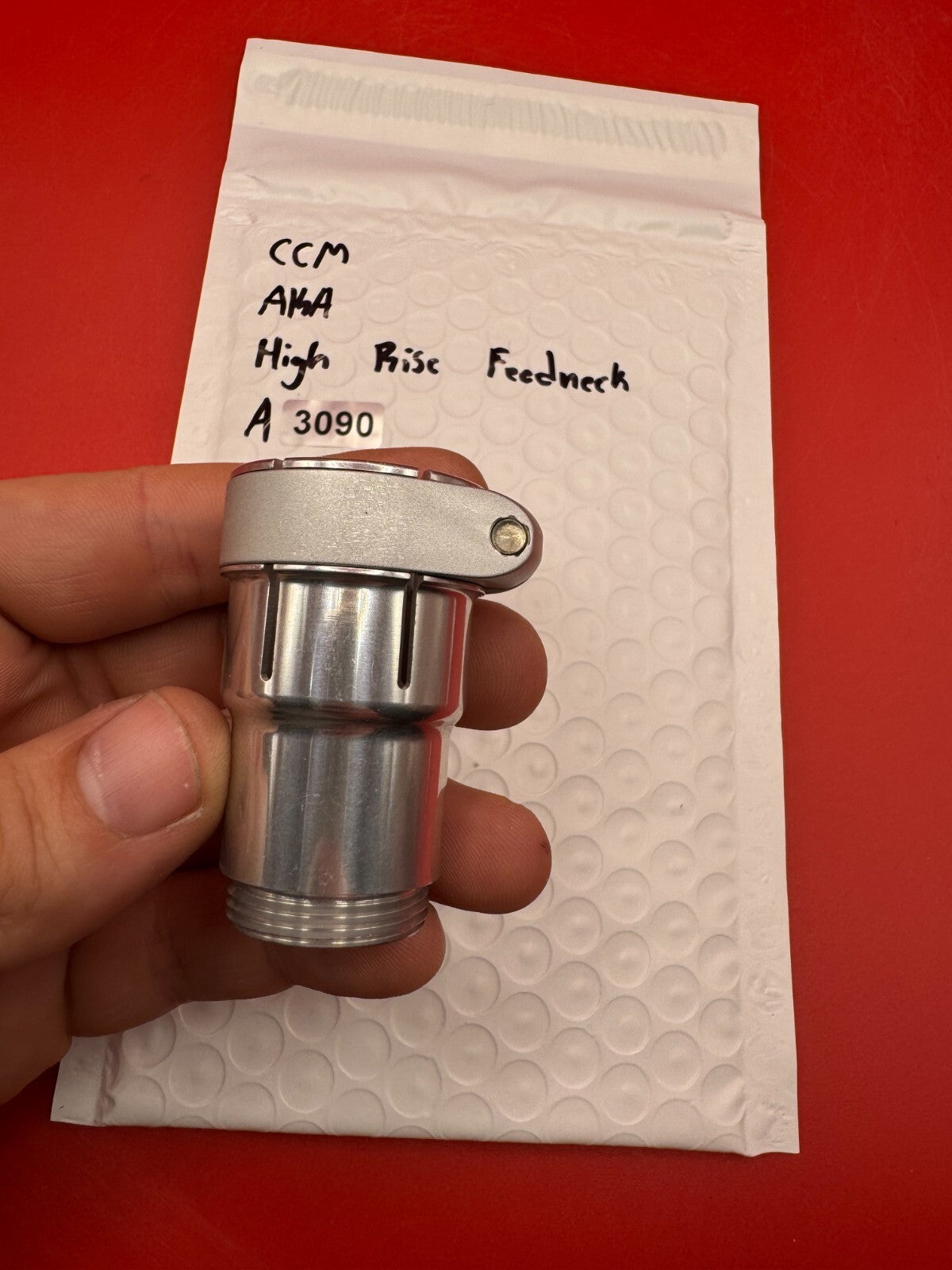 CCM AKA High Rise Feedneck - used paintball feedneck - silver
