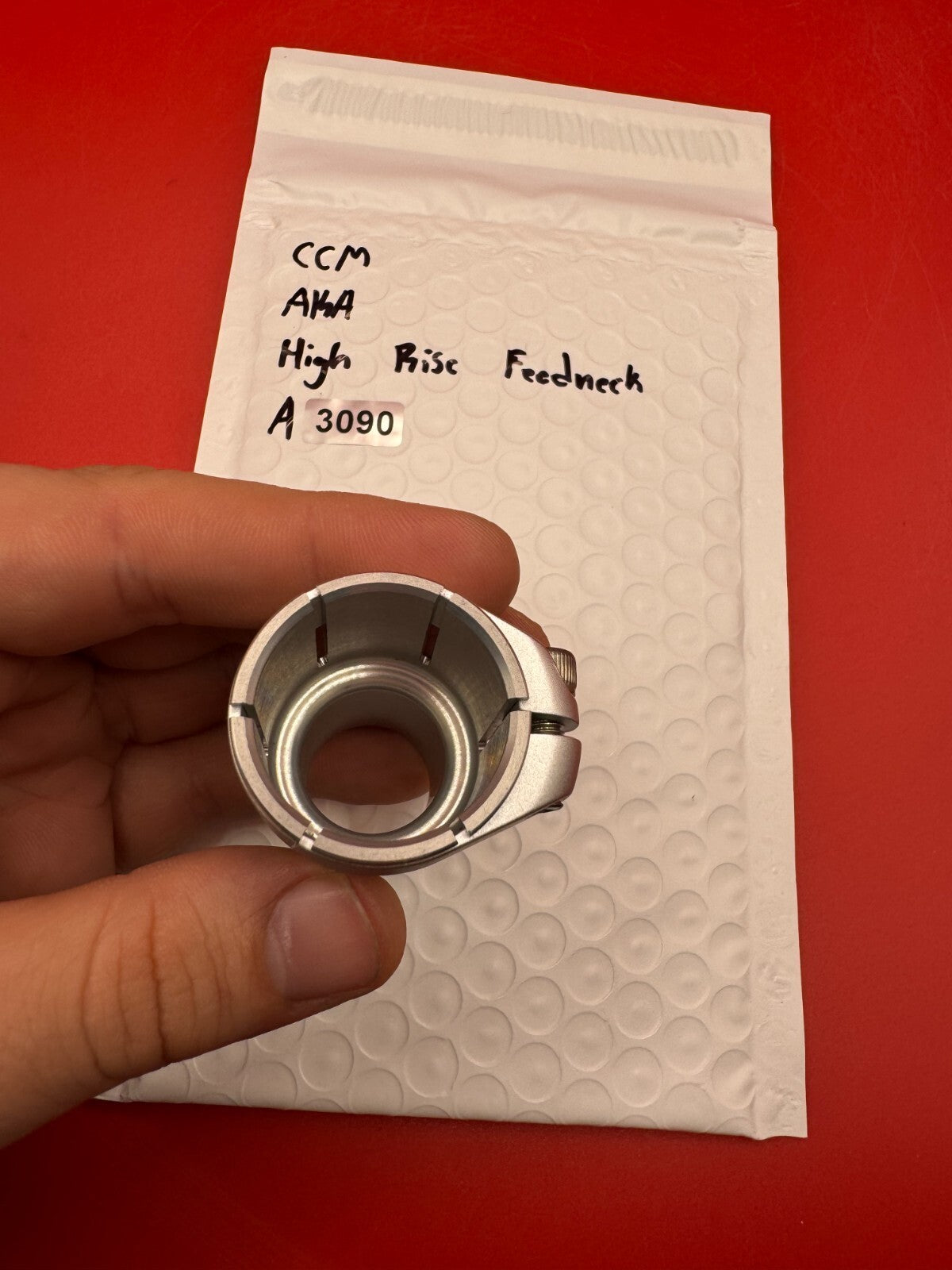 CCM AKA High Rise Feedneck - used paintball feedneck - silver