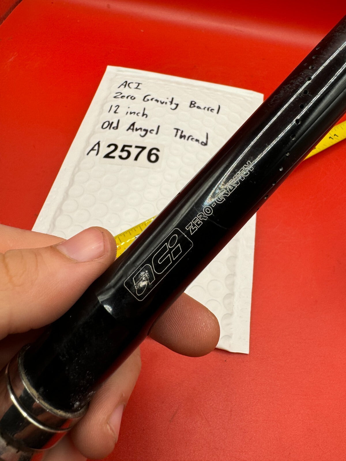 ACI Zero Gravity Paintball Barrel 12 inch Old Angel Thread - used paintball barrel - black/silver