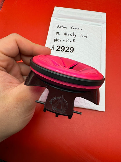 Virtue Crown VL Vlocity Feed NOS - Pink - used paintball hopper feed neck crown / loader feed gate - pink/black