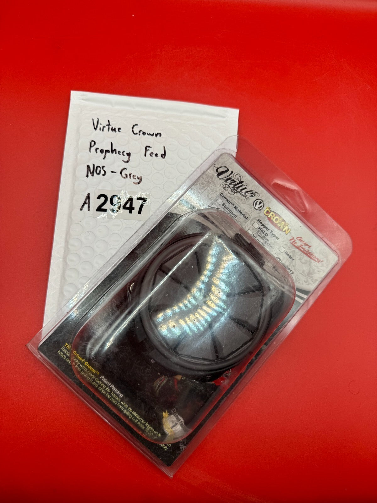 Virtue Crown Prophecy Feed NOS - Grey - used paintball hopper crown / feed lid - grey